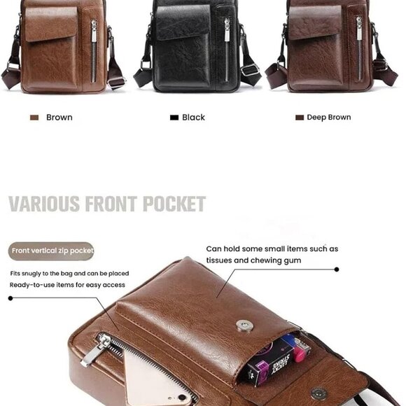 Classic Vintage Messenger Bag for Men - Practical & Chic Office Accessory - Picture 6 of 7